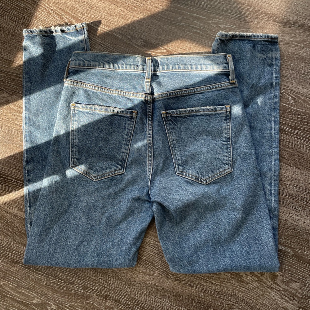 AGOLDE Toni Mid Rise Straight Denim Jeans Sz 26 EUC Medium Wash Blue - Picture 10 of 15